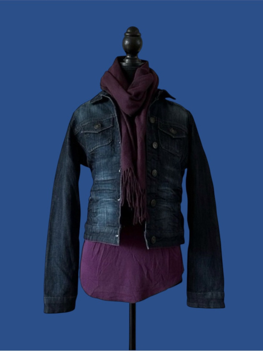 🇨🇦 Dark Denim Jacket with Scarf and Top